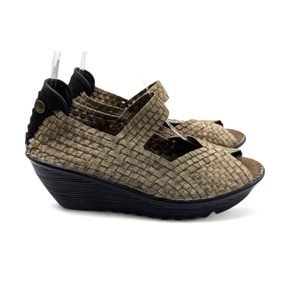 Bernie Mev. Lulia Bronze Beige Women's Handwoven Casual Wedge Shoes sz 41 US 10M